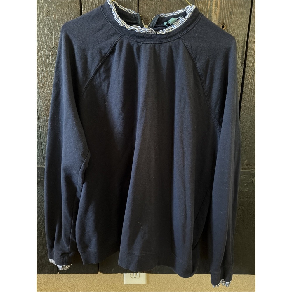 Fleur Bleue Blue Lightweight Pullover Sweater Cute Blue And White Stripe Size XL